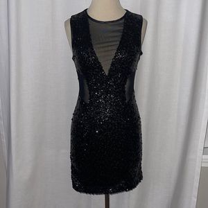 ASOS BLACK SEQUINS FITTED DRESS SIZE 2